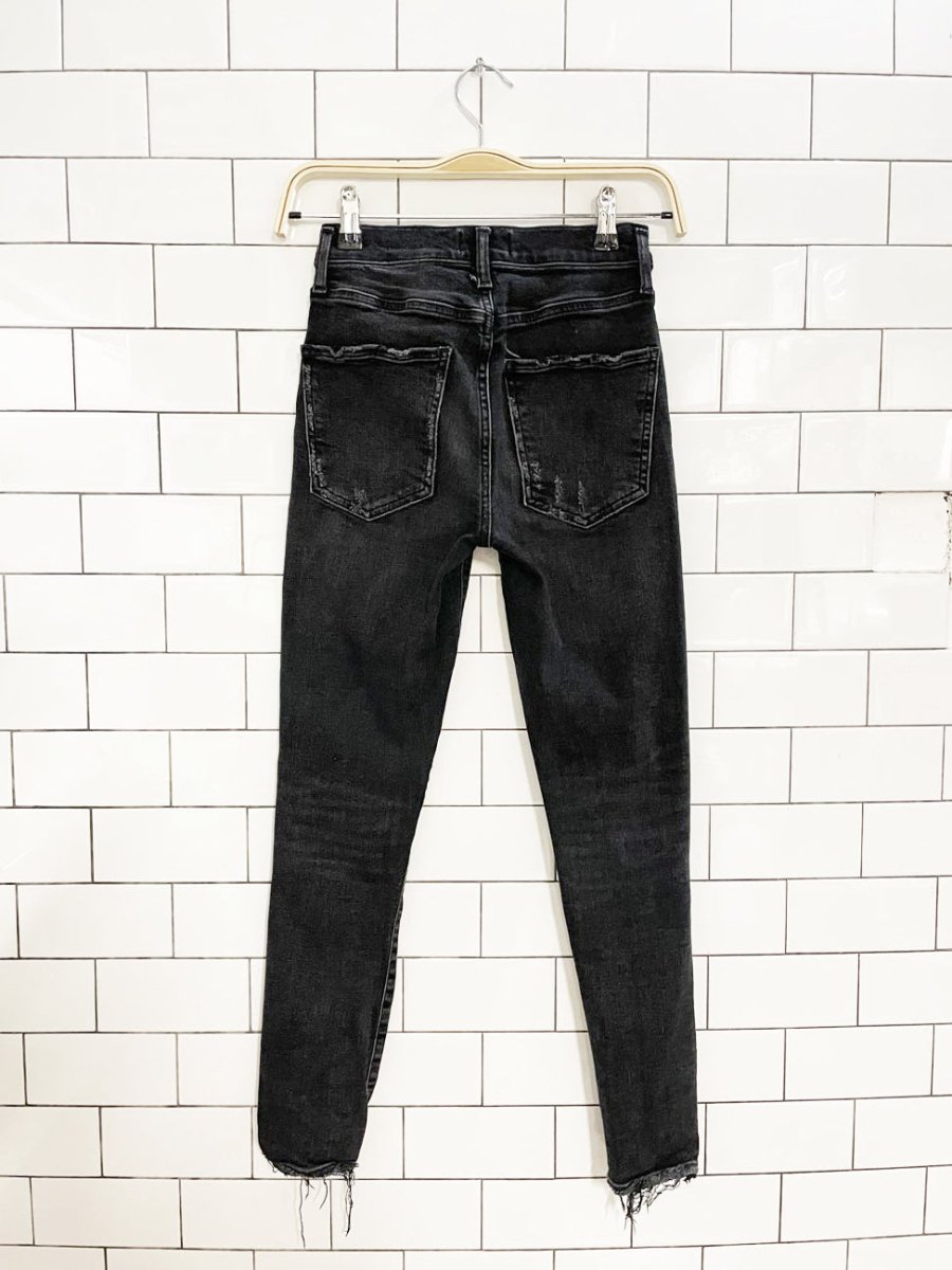 agolde sophie distressed crop high rise jeans - good market thrift store