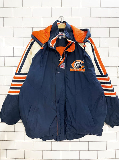 vintage 90s starter chicago bears hooded bomber jacket | NFL pro - line - good market thrift store