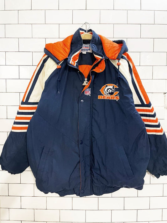 vintage 90s starter chicago bears hooded bomber jacket | NFL pro - line - good market thrift store