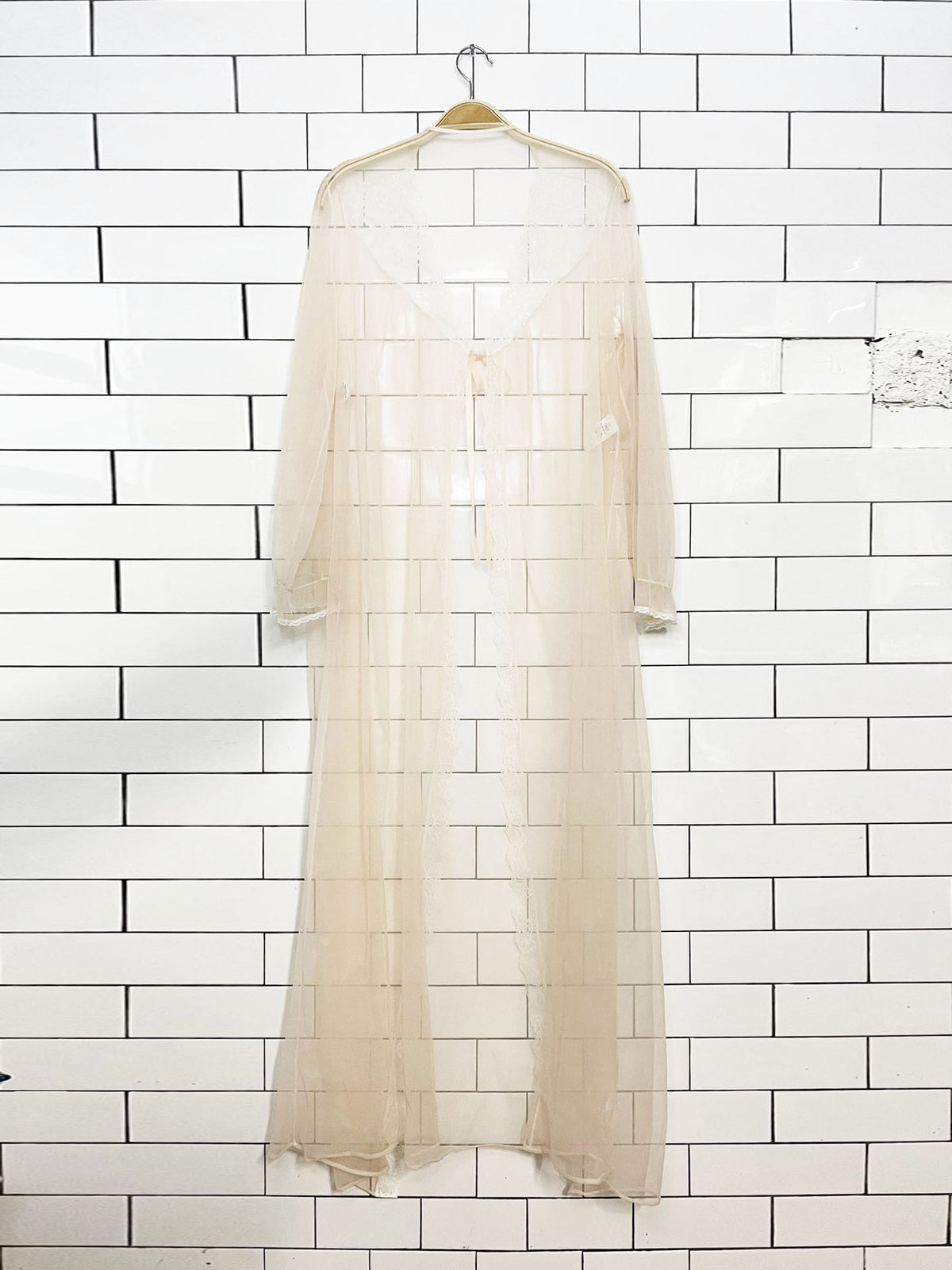 vintage sears lace trim sheer evening robe | made in USA