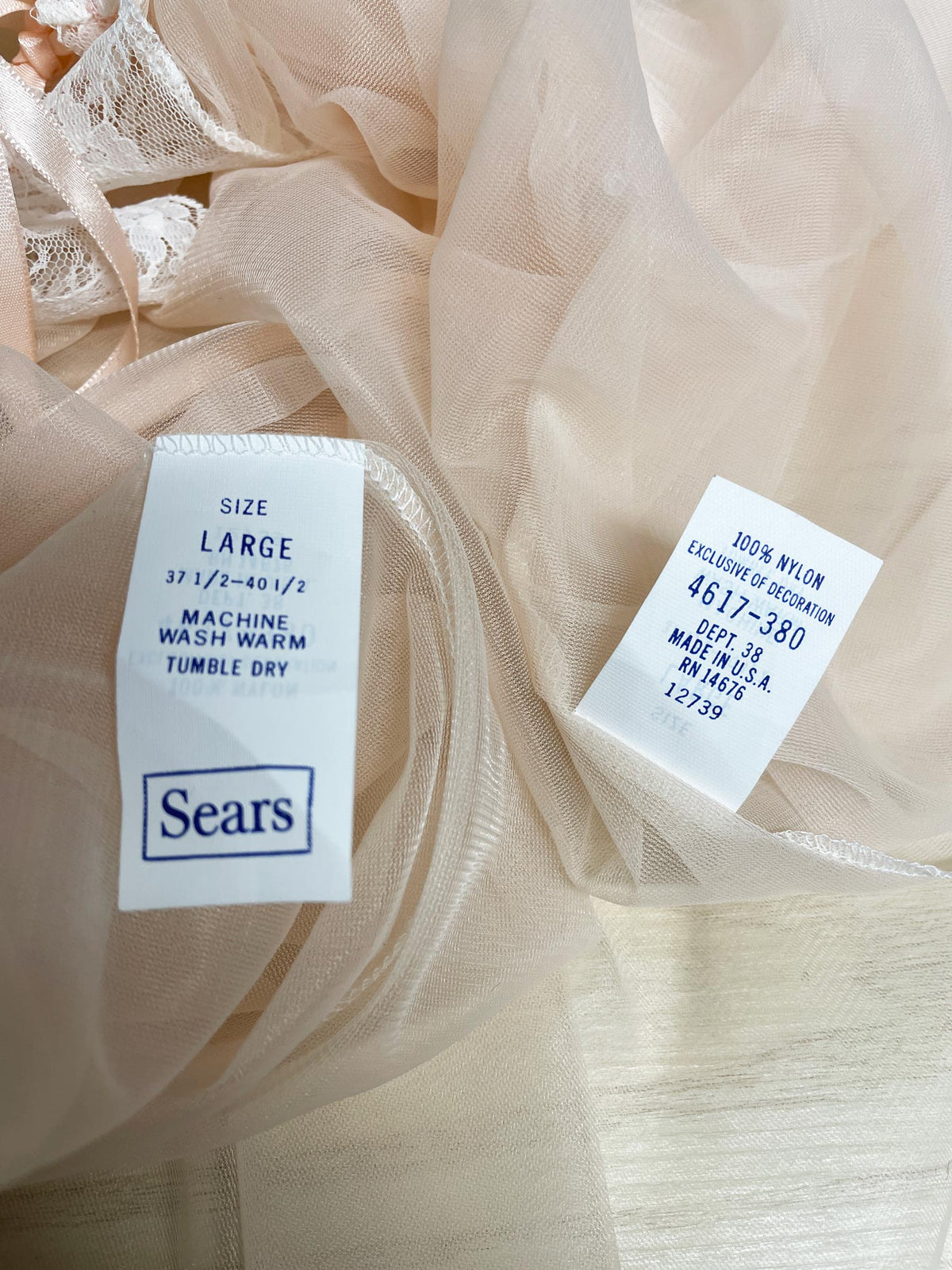vintage sears lace trim sheer evening robe | made in USA