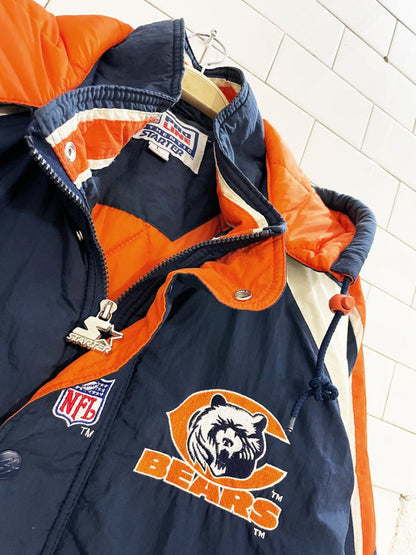 vintage 90s starter chicago bears hooded bomber jacket | NFL pro - line - good market thrift store