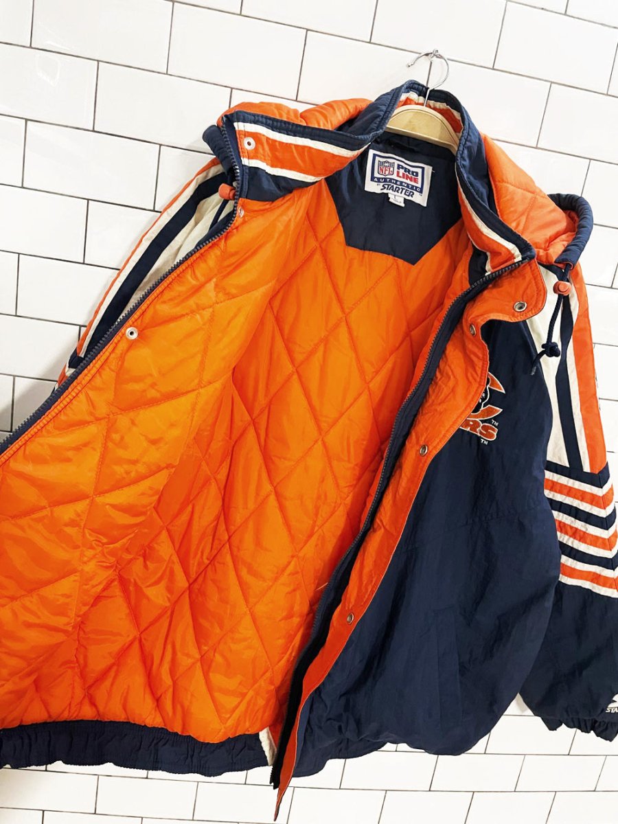 vintage 90s starter chicago bears hooded bomber jacket | NFL pro - line - good market thrift store