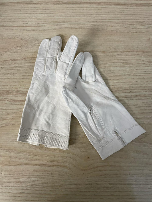 vintage white butter leather gloves