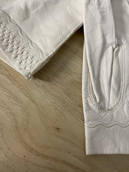 vintage white butter leather gloves