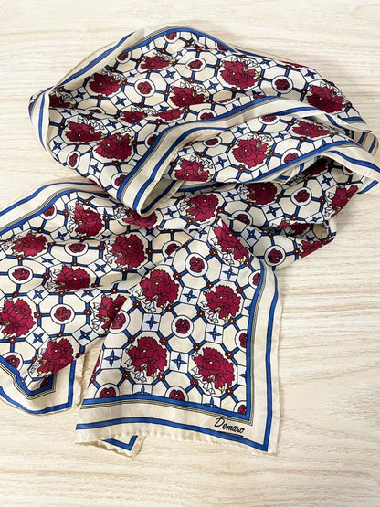 vintage demaro 100% silk foral stained glass scarf | hand - rolled edge - good market thrift store