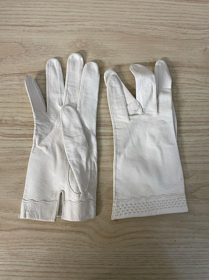 vintage white butter leather gloves