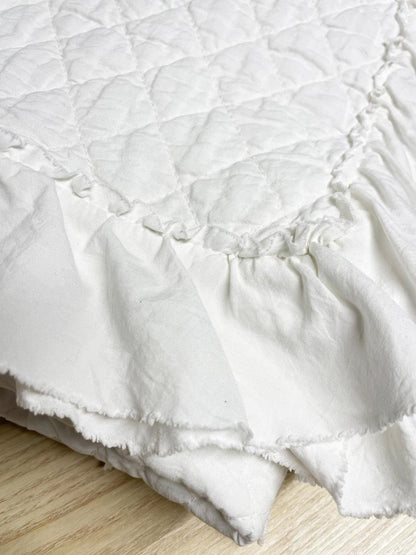 ruffle edge super soft baby quilt / throw blanket - good market thrift store