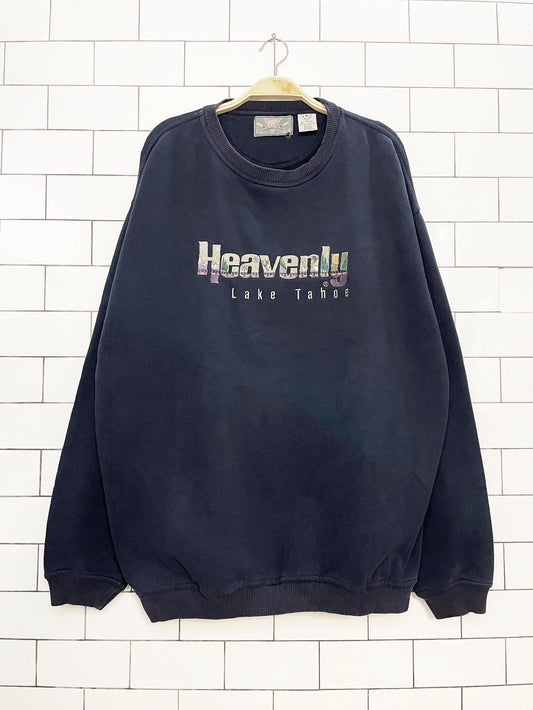 vintage heavenly lake tahoe embroidered mountain sweatshirt