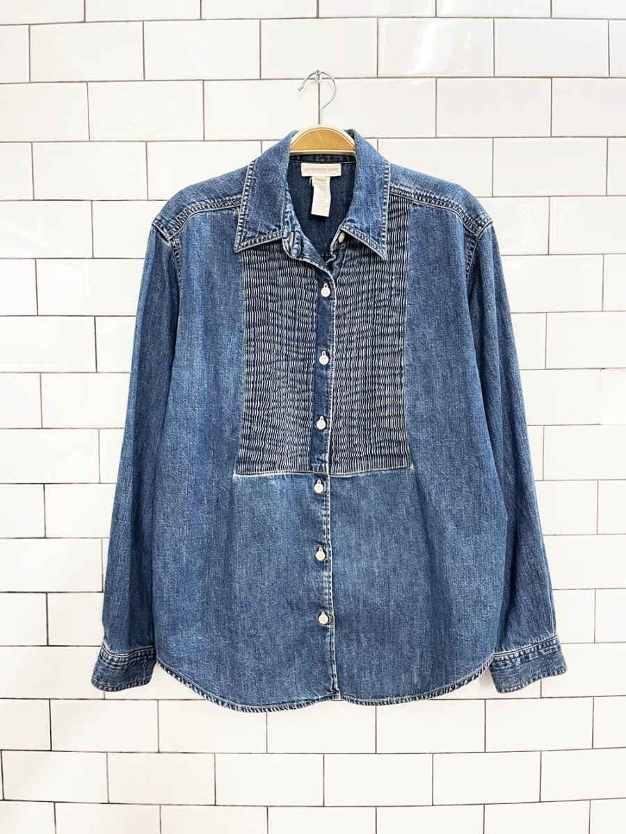 vintage 00s jones new york tuxedo denim shirt - good market thrift store