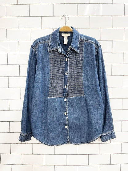 vintage 00s jones new york tuxedo denim shirt - good market thrift store