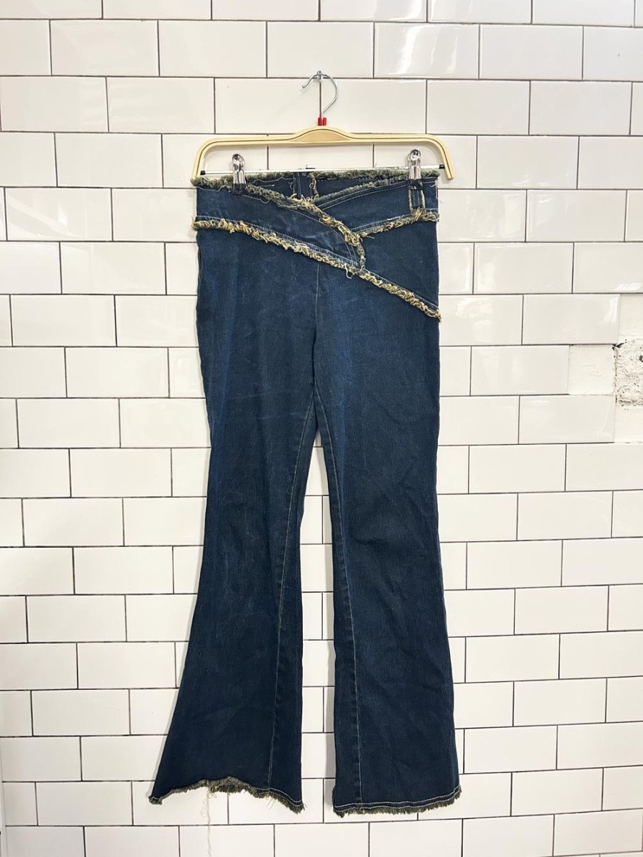 y2k candy rain made in usa frayed split flare jeans - good market thrift store