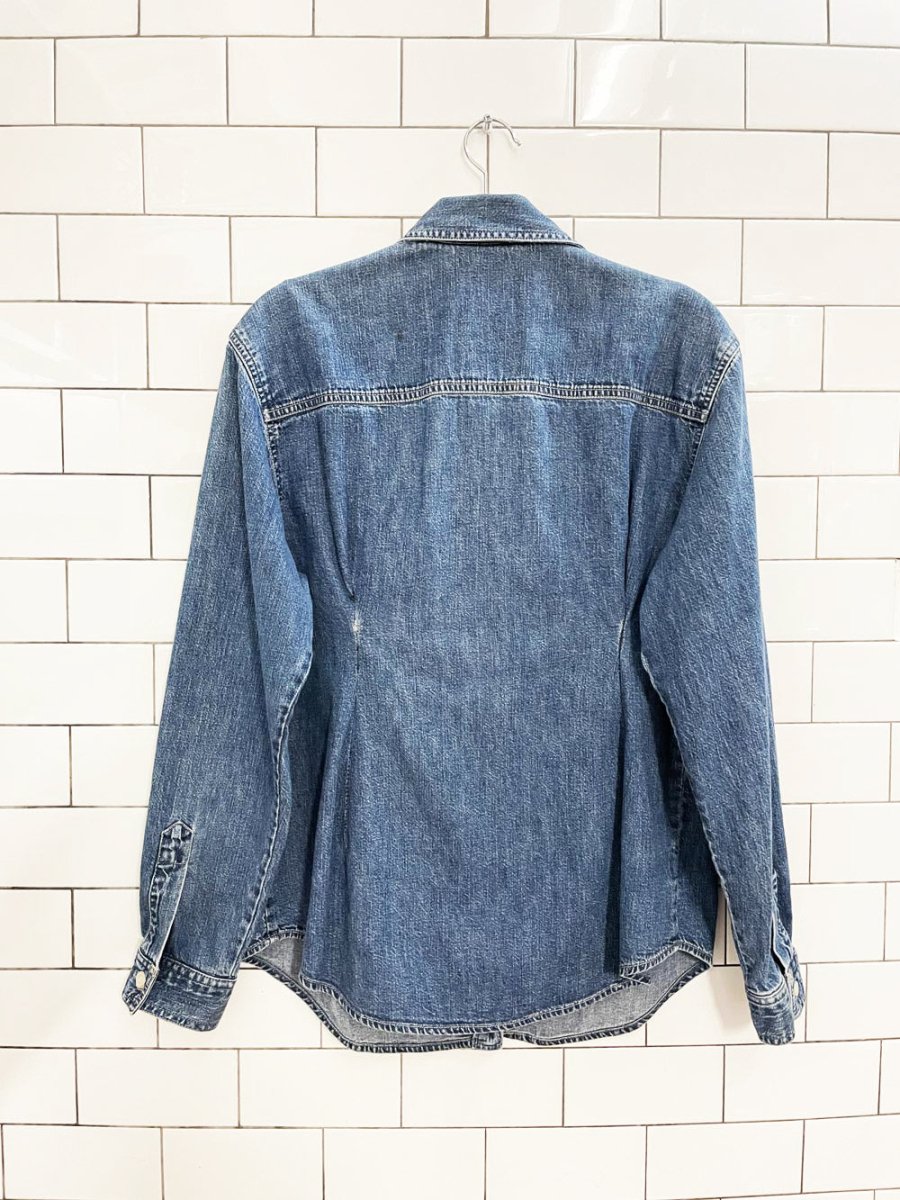 vintage 00s jones new york tuxedo denim shirt - good market thrift store