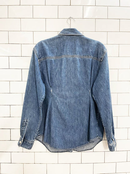 vintage 00s jones new york tuxedo denim shirt - good market thrift store