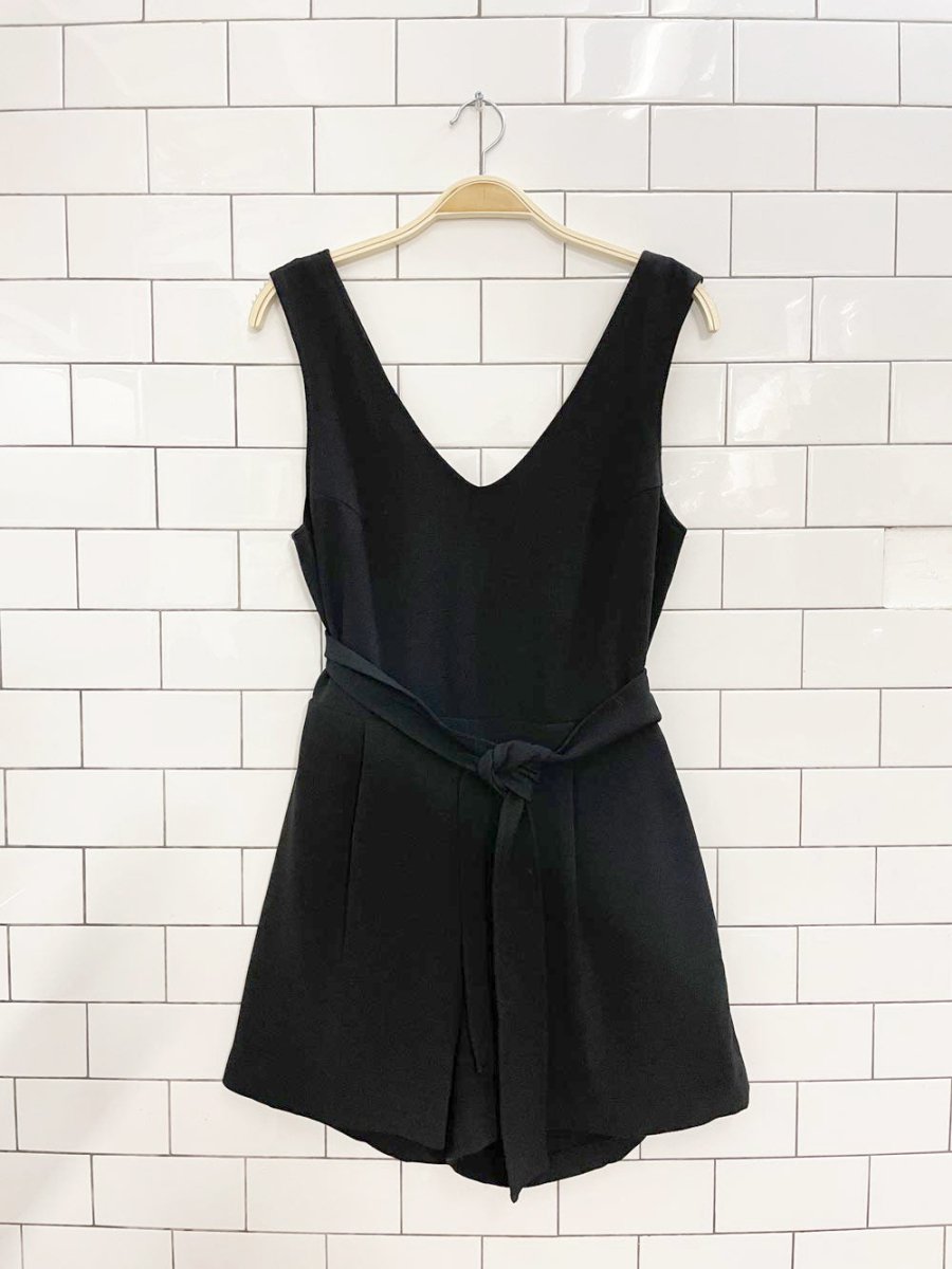 club monaco crepe wrap around open back romper - good market thrift store