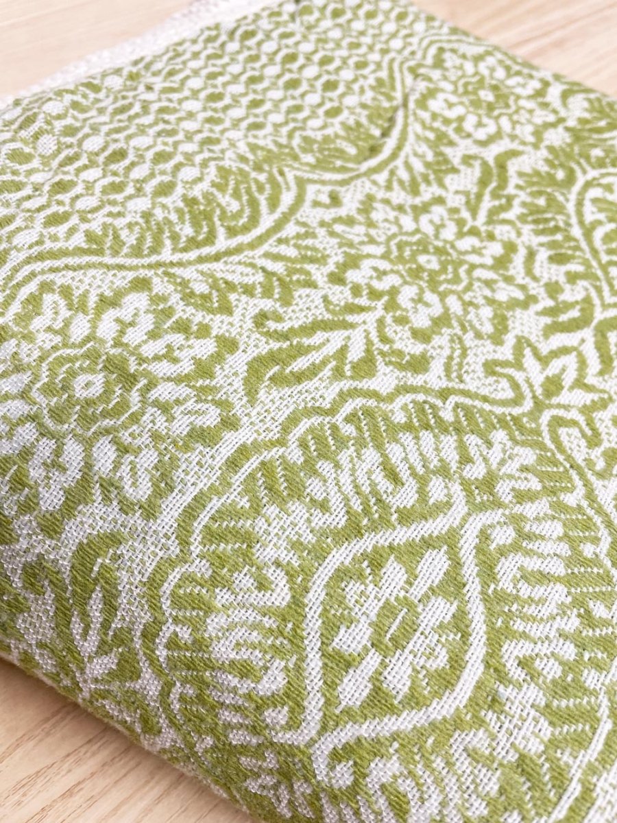 vintage 60s fringe edge woven coverlet - good market thrift store