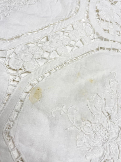 vintage eyelet lace floral xl table cloth - good market thrift store