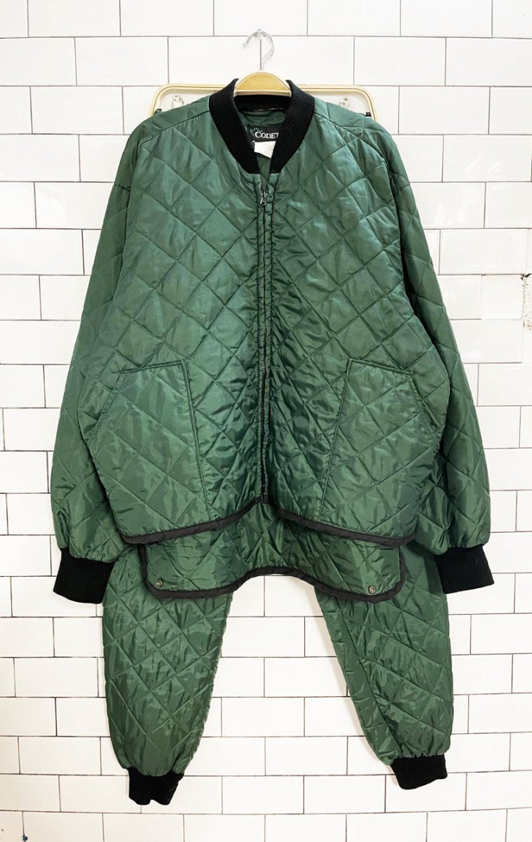 x2 vintage codet quilted boxy liner coat + pant set - good market thrift store
