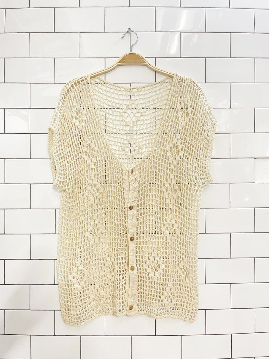 vintage crochet knit cardigan top - good market thrift store