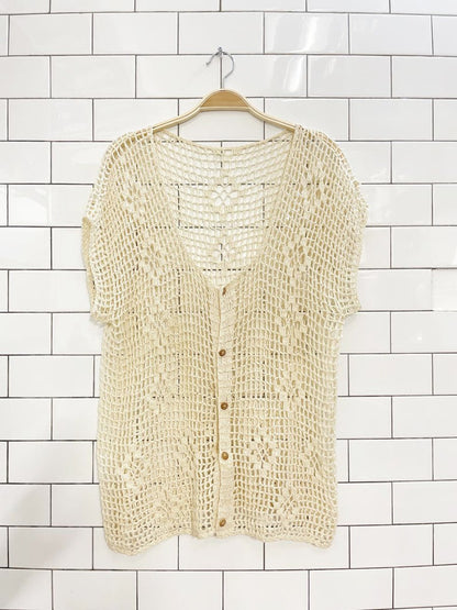vintage crochet knit cardigan top - good market thrift store
