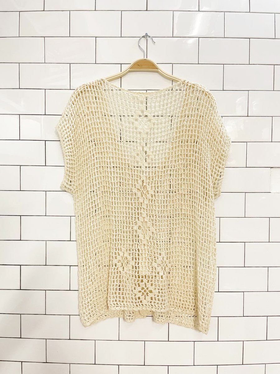 vintage crochet knit cardigan top - good market thrift store