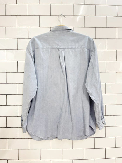 vintage 90s WE floral + hearts embroidered oversized denim shirt - good market thrift store