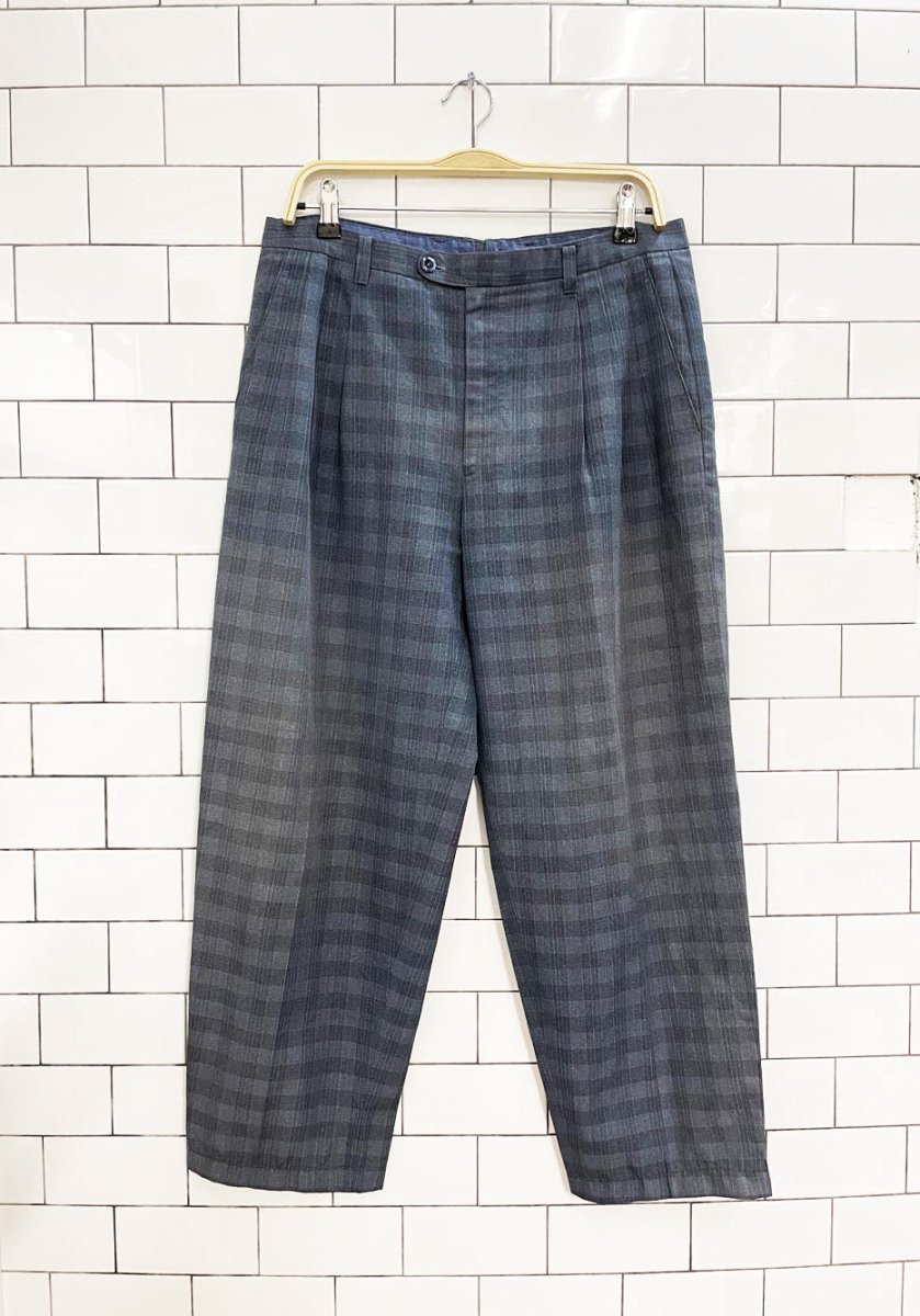 vintage pleated crosshatch barrel leg trouser | tailor - made - good market thrift store