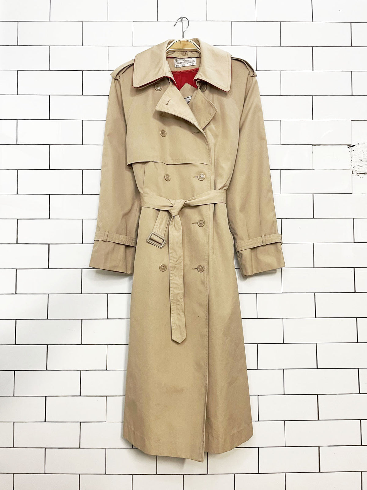 vintage weather chaser classic belted trench coat | removable wool-blend liner + double collar