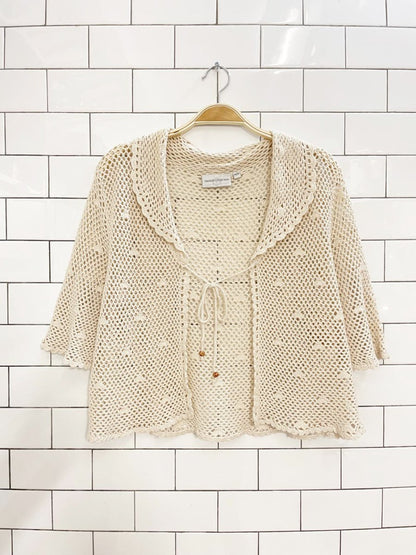 vintage 00s premier col. crochet tie front cardigan top - good market thrift store