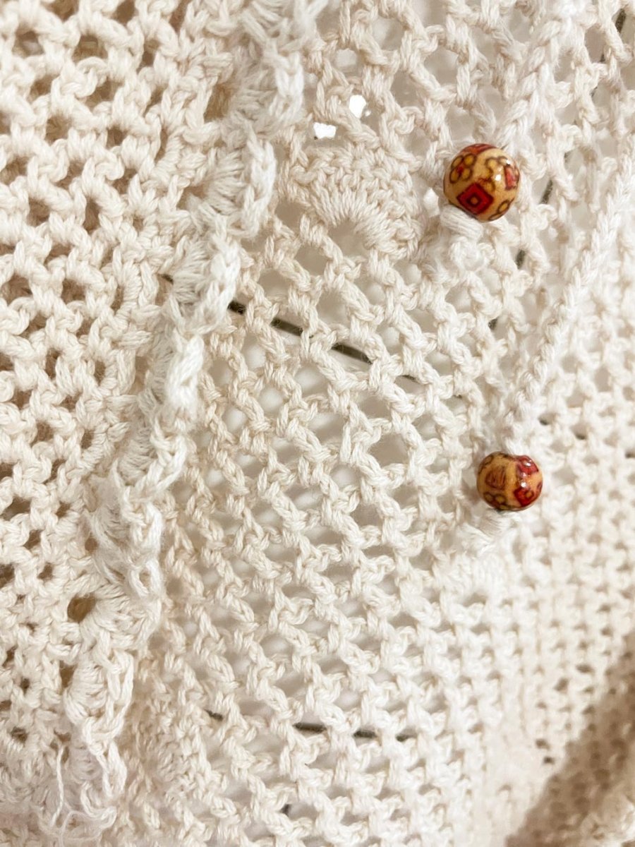 vintage 00s premier col. crochet tie front cardigan top - good market thrift store