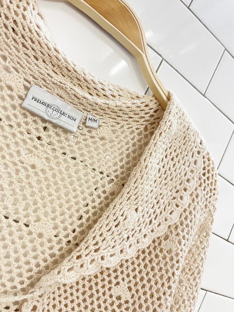 vintage 00s premier col. crochet tie front cardigan top - good market thrift store