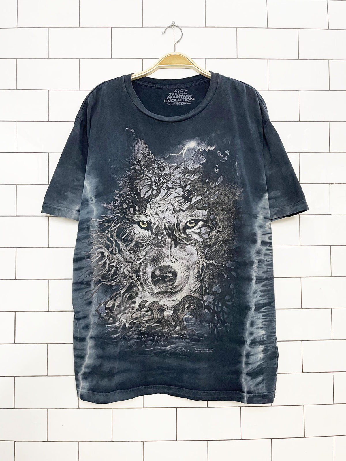 y2k the mountain evolution wolf art tie dye tee