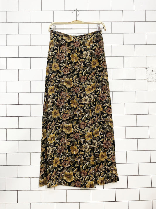 isda & co 100% silk floral faux wrap maxi skirt