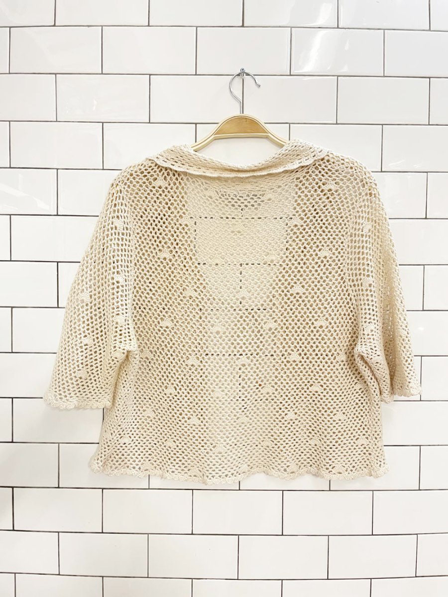 vintage 00s premier col. crochet tie front cardigan top - good market thrift store