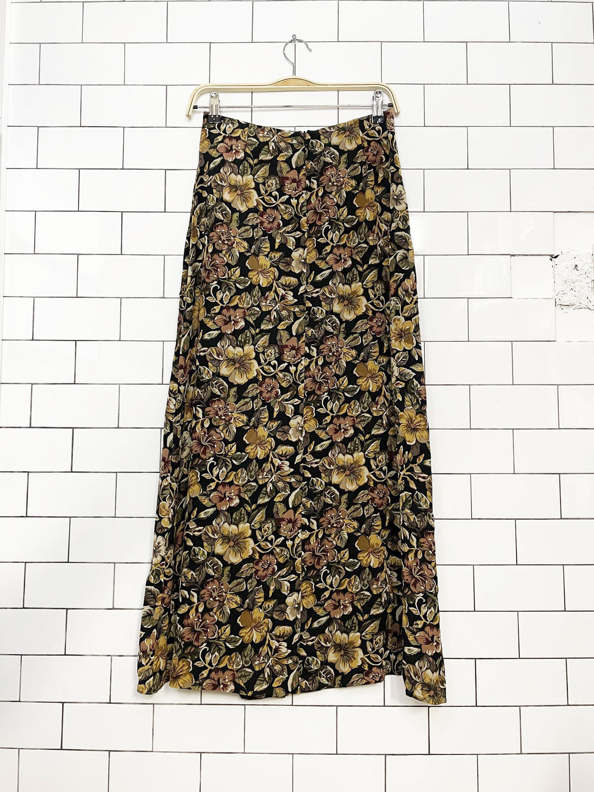 isda & co 100% silk floral faux wrap maxi skirt