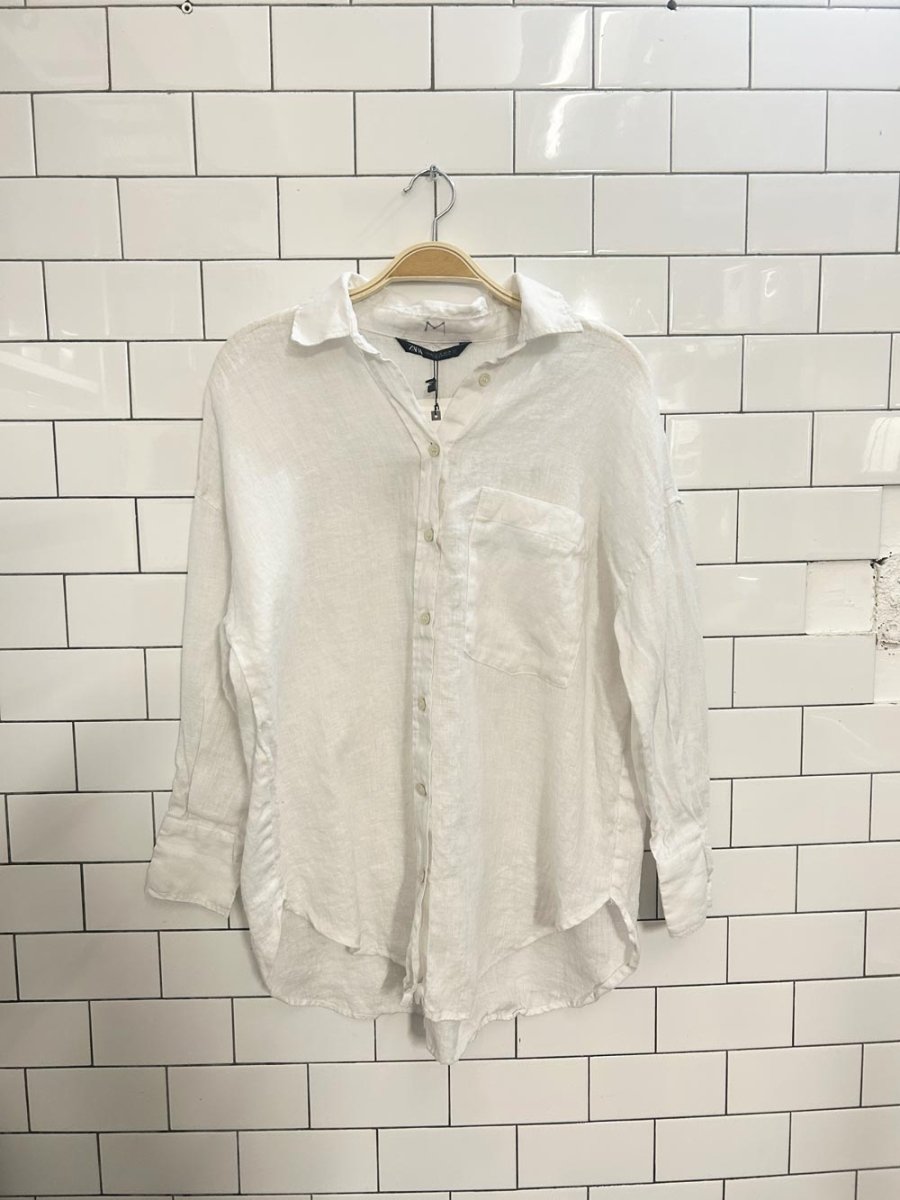 nwt zara oversized linen shirt - good market thrift store