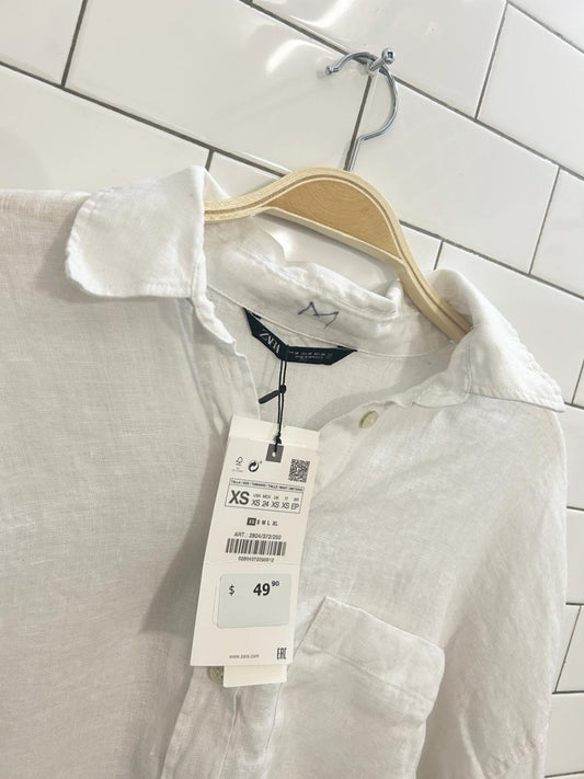nwt zara oversized linen shirt - good market thrift store