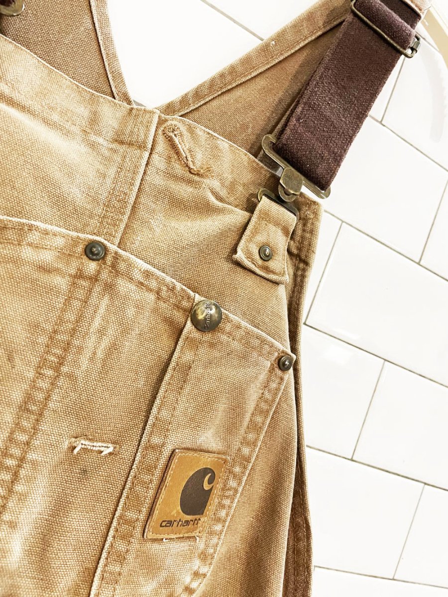 vintage 00s carhartt double knee twill overalls | quilted liner | union made in USA - good market thrift store