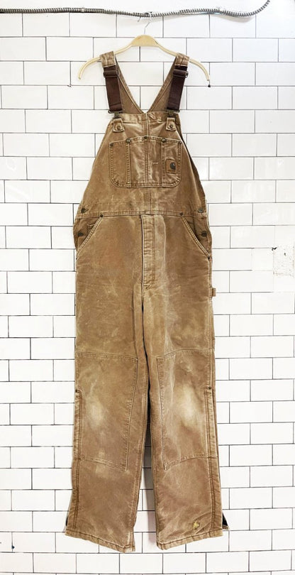 vintage 00s carhartt double knee twill overalls | quilted liner | union made in USA - good market thrift store