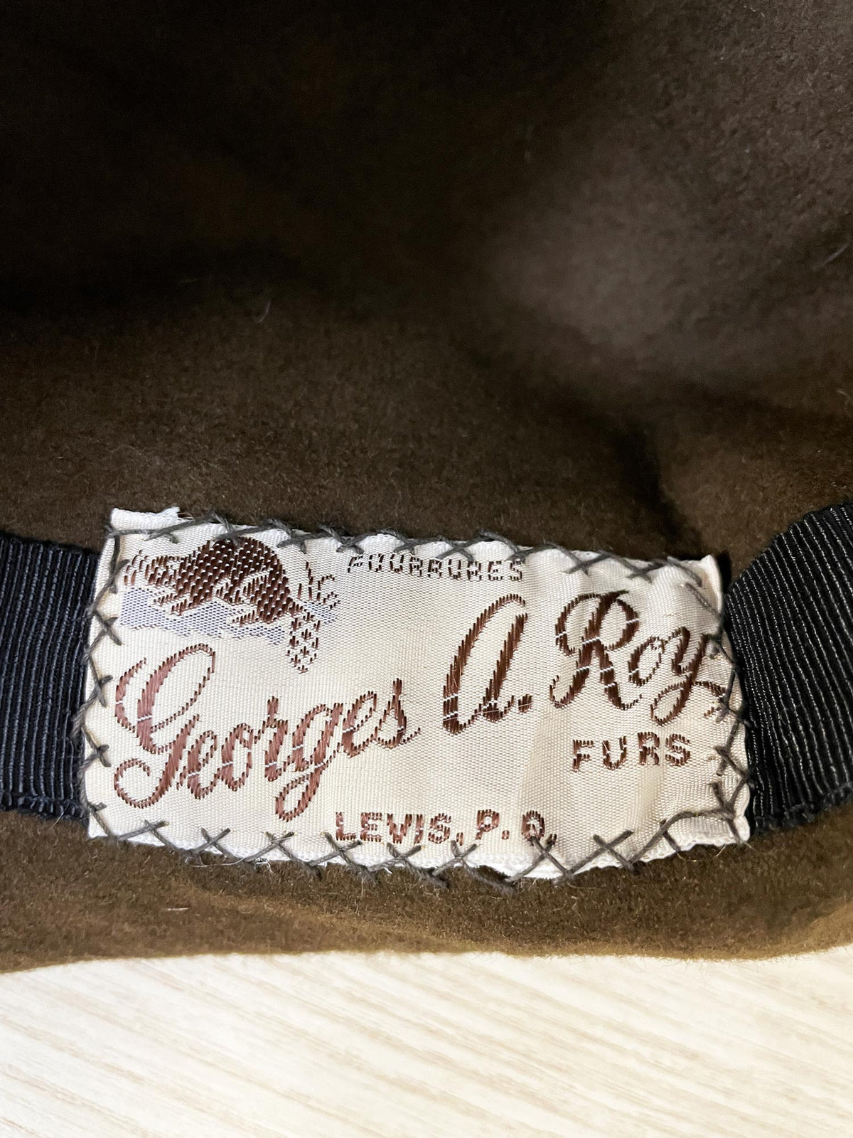 vintage georges a roy mink fur animal print brimmed wool hat