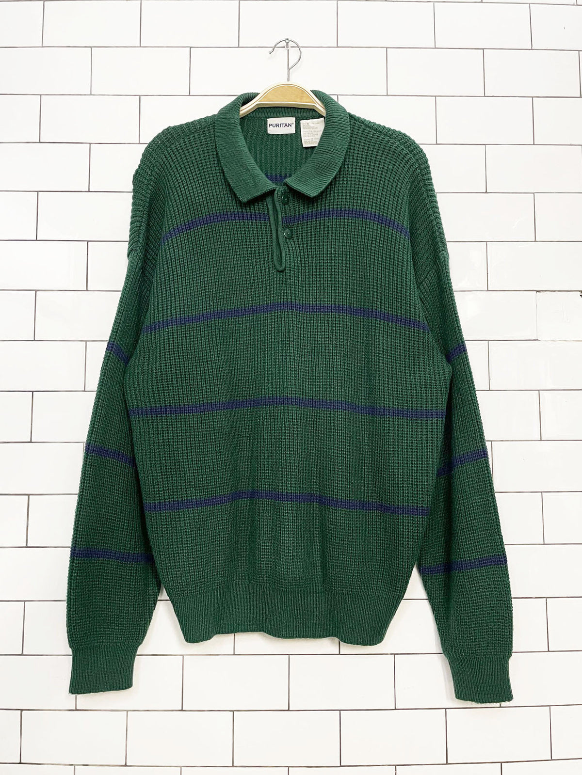 vintage puritan knit 1/4 button collared sweater