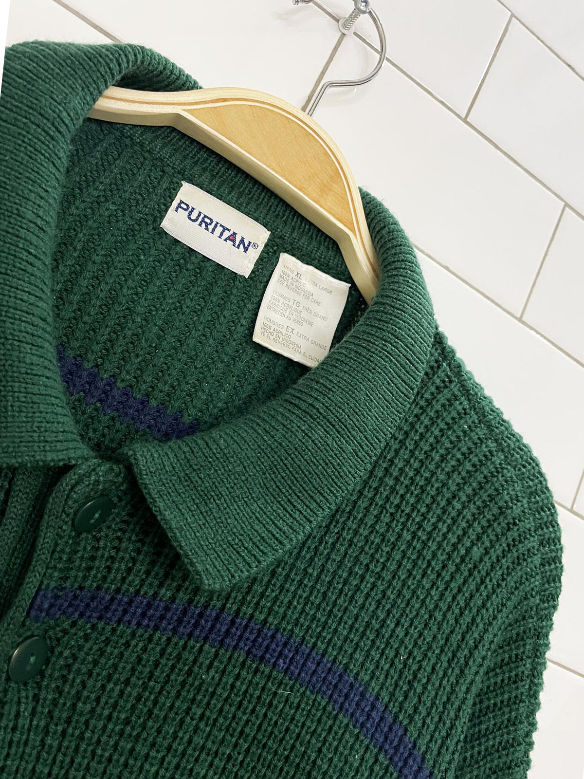 vintage puritan knit 1/4 button collared sweater