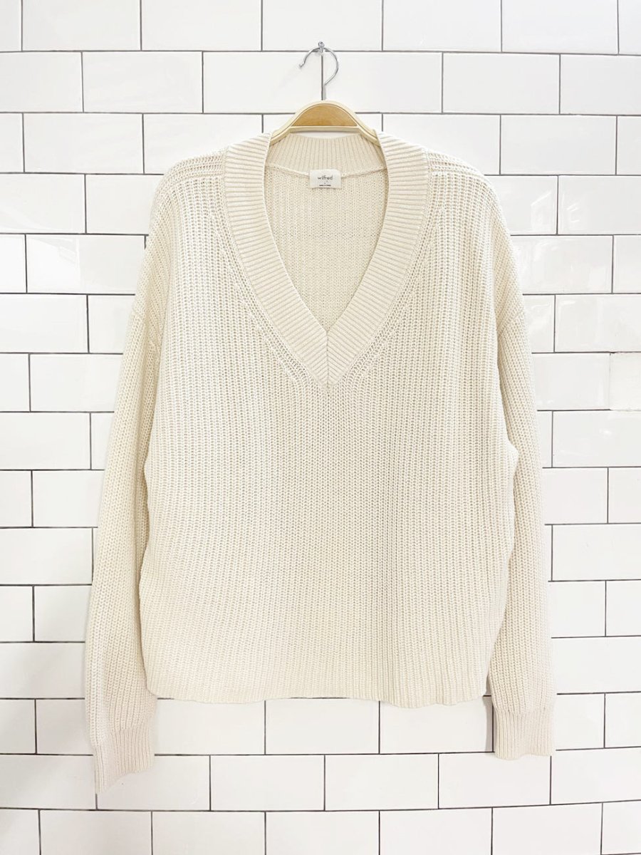 wilfred merino wool - cotton knit v - neck sweater | aritzia - good market thrift store