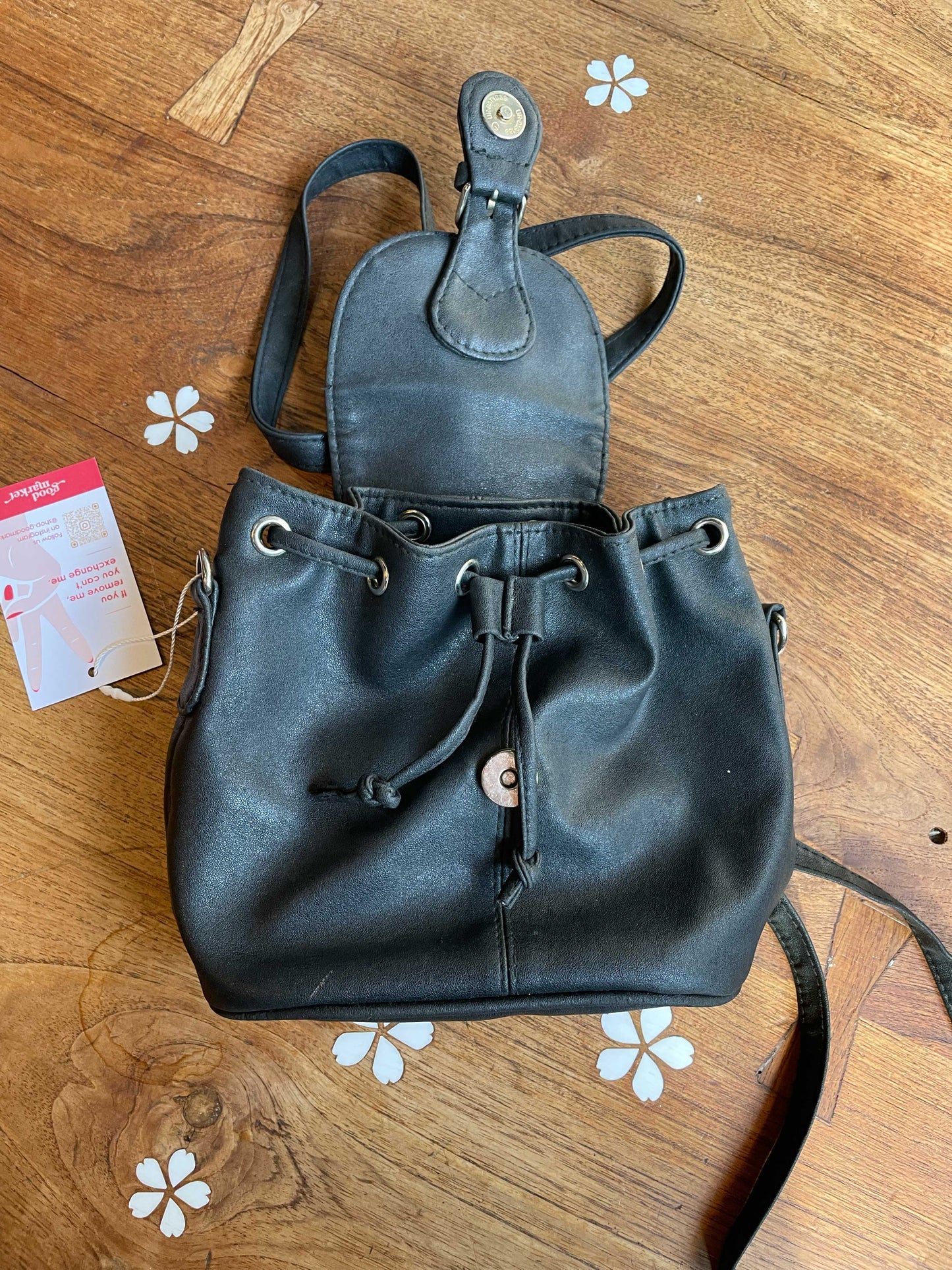 vintage 90s new york convertible mini leather backpack