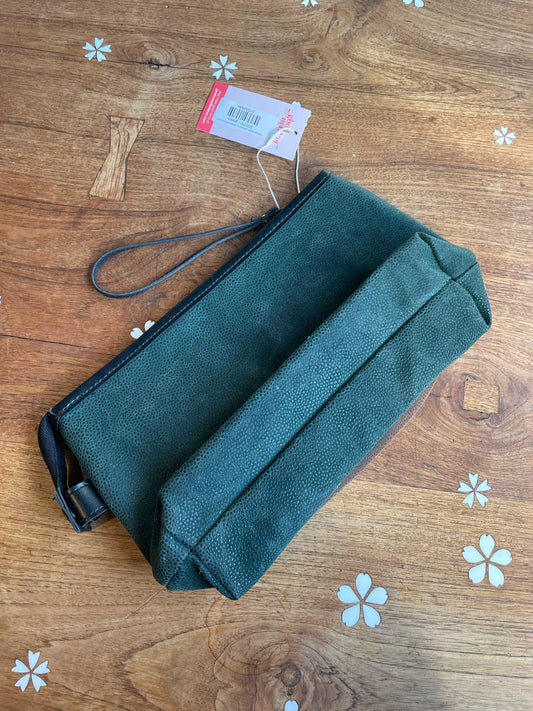 vintage jaguar pebbled brushed leather travel pouch