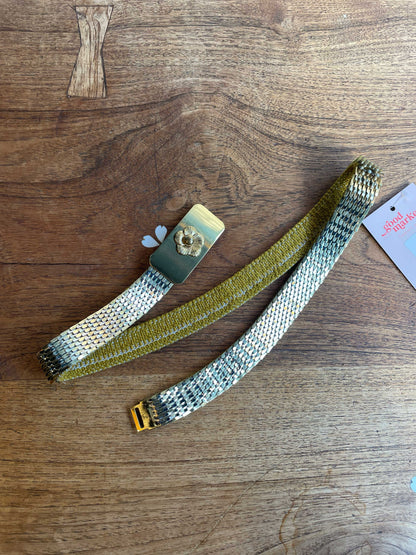 vintage 60s stretch metal flower dress belt