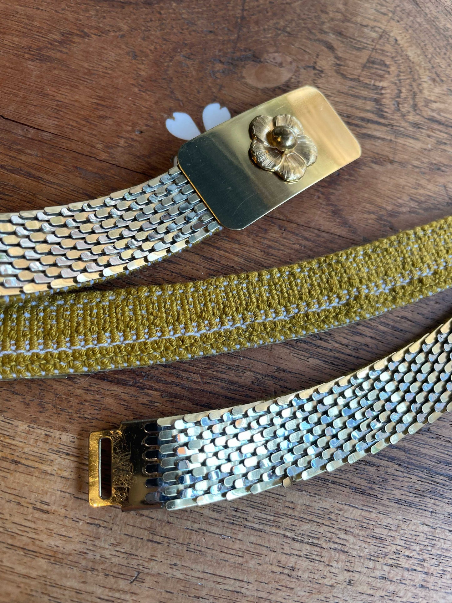 vintage 60s stretch metal flower dress belt