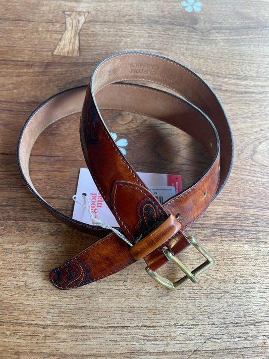 vintage 00s custom classics paisley leather belt