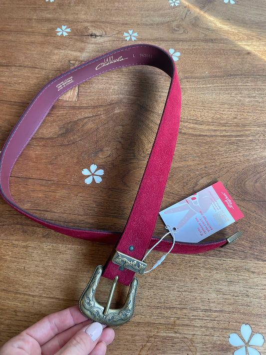 vintage 80s lady footlocker red suede belt
