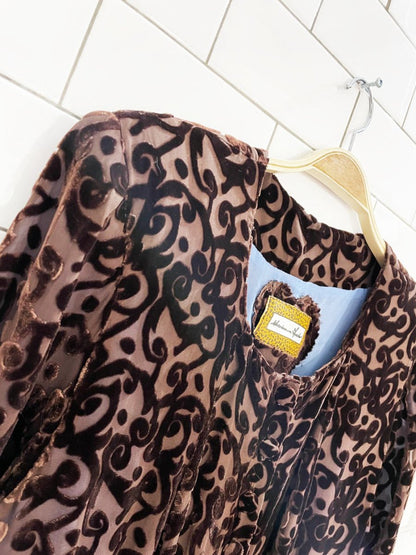 vintage 00s marianne fassler flocked velvet power shoulder duster jacket | eclectic - good market thrift store